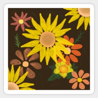 Sunflower Daffodil Daisy Flower Arrangement Design Sticker